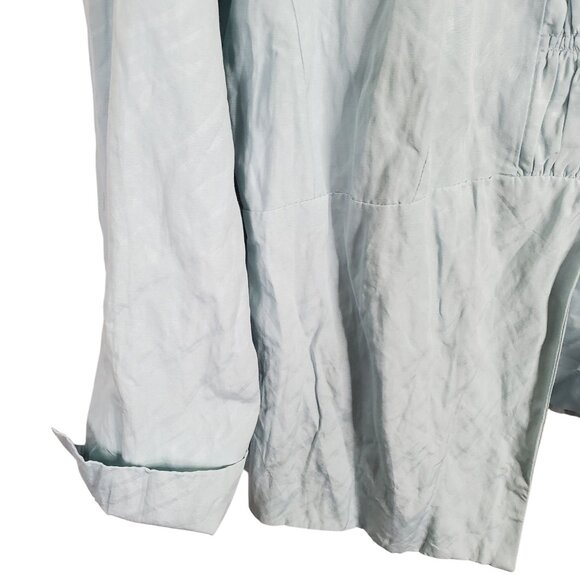 Chicos 2 Size L Jacket Open Smocked Lightweight Lined Shaped Fit Beachglass Teal - Picture 5 of 11